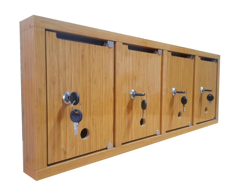 Çoklu Posta Kutusu 4 Kapaklı Bambu