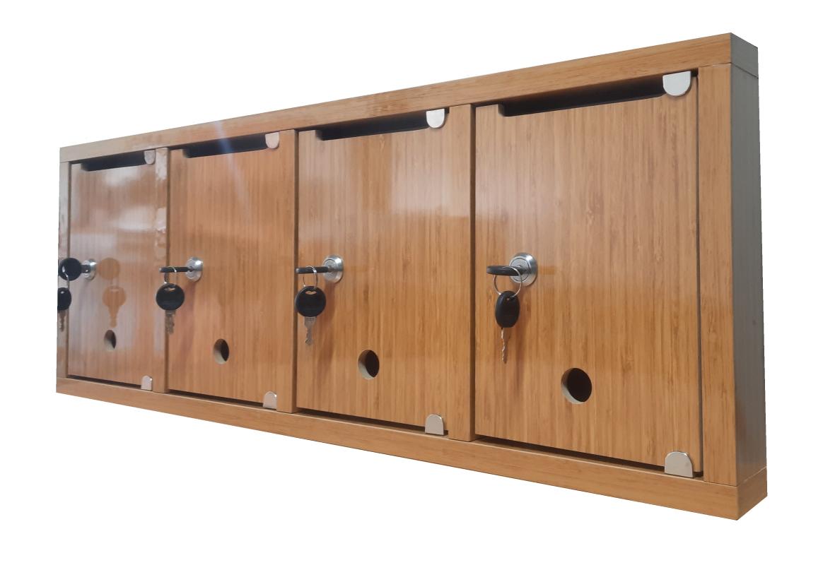 Çoklu Posta Kutusu 4 Kapaklı Bambu