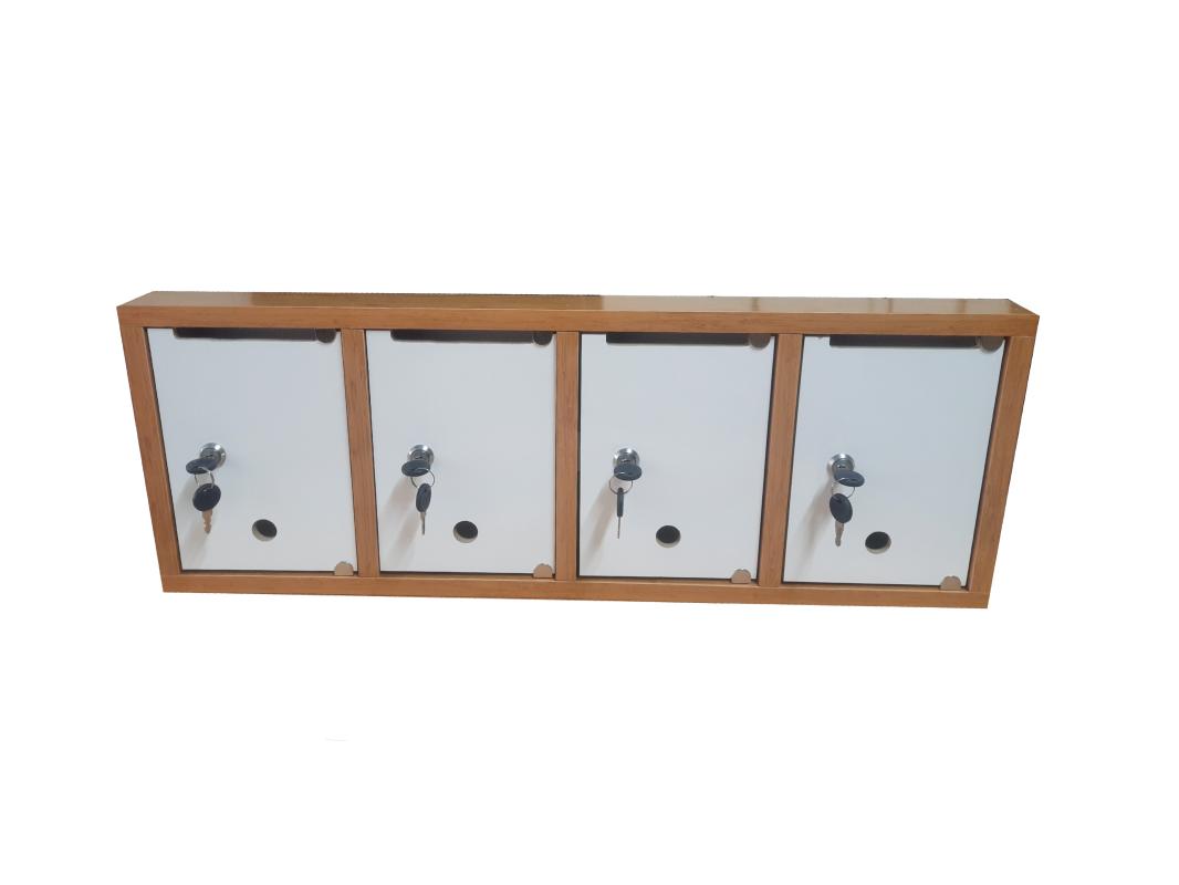 Çoklu Posta Kutusu 4 Kapaklı Bambu Beyaz