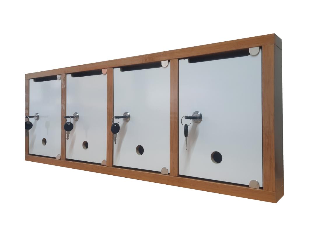 Çoklu Posta Kutusu 4 Kapaklı Bambu Beyaz