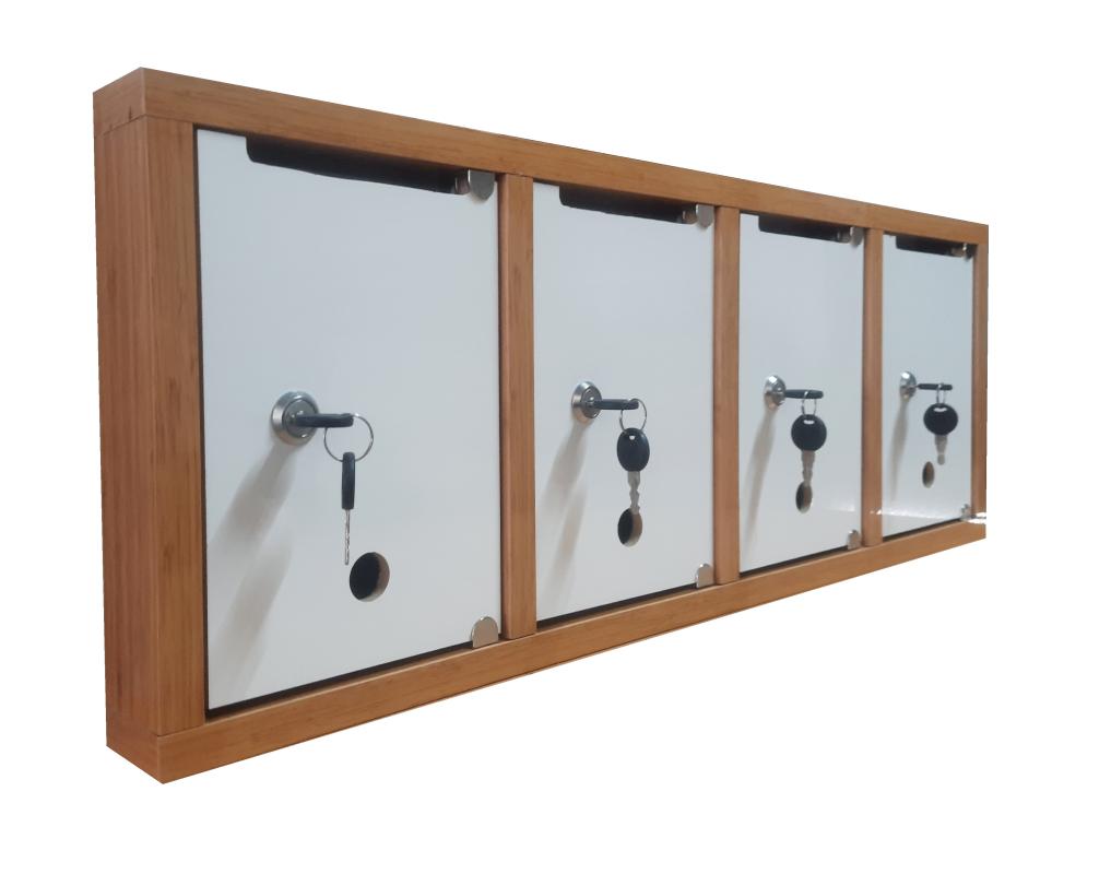 Çoklu Posta Kutusu 4 Kapaklı Bambu Beyaz