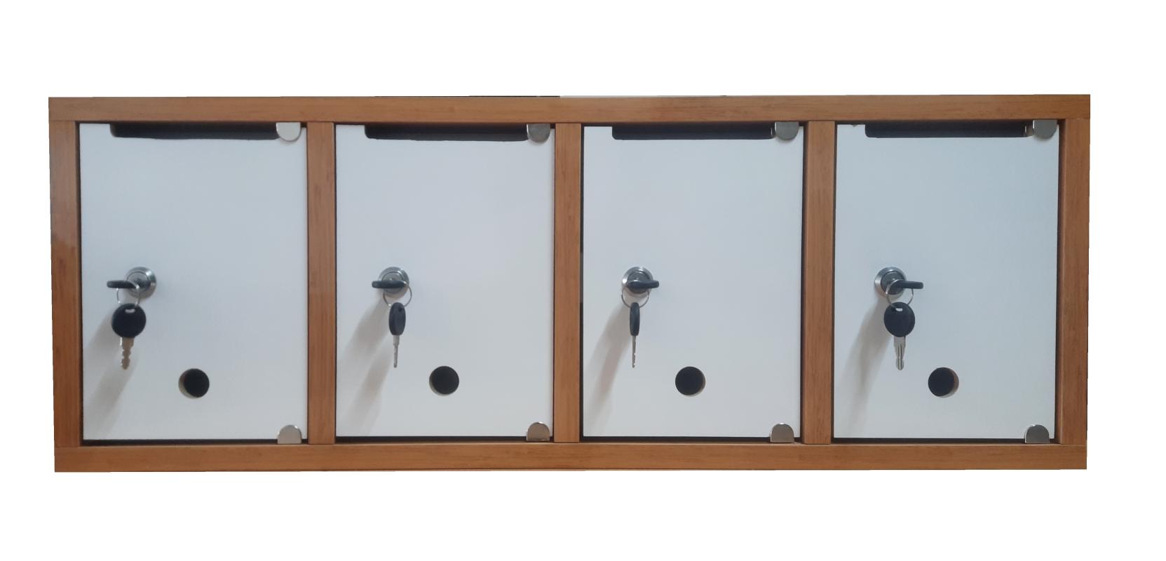 Çoklu Posta Kutusu 4 Kapaklı Bambu Beyaz