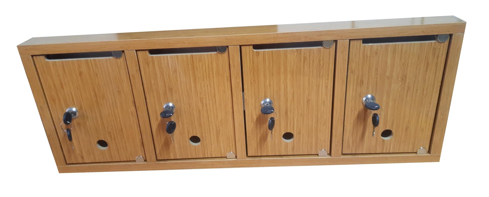 Çoklu Posta Kutusu 4 Kapaklı Bambu