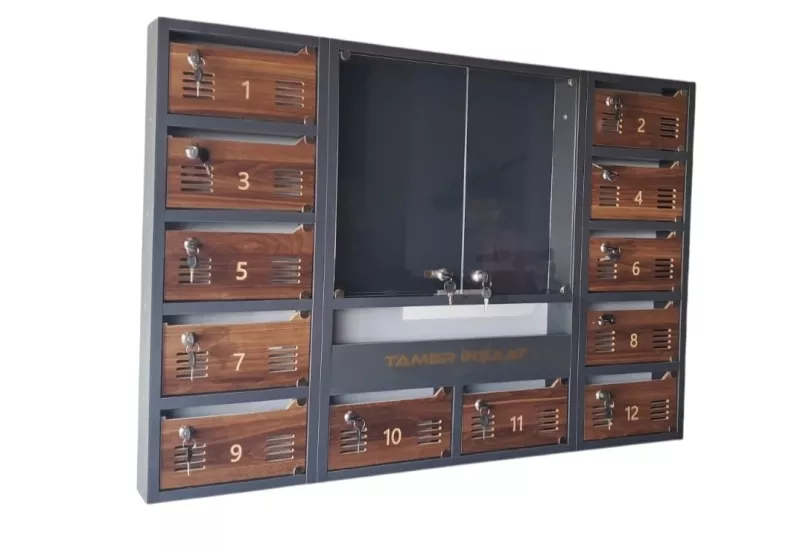 12 Dairelik Apartman İlan Panolu Posta Kutusu